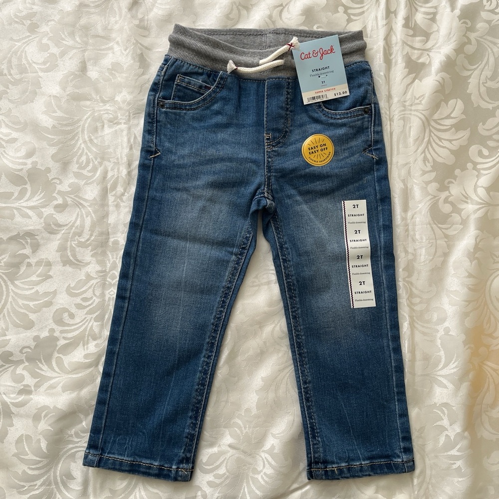 Cat & Jack Denim Kids Jeans with Gray Waistband